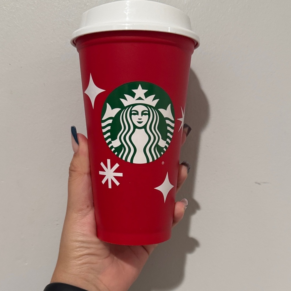 Starbucks Festive Red Tumbler with White Lid